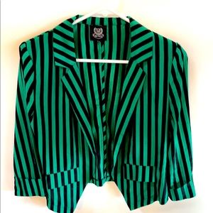 Green/black striped blazer